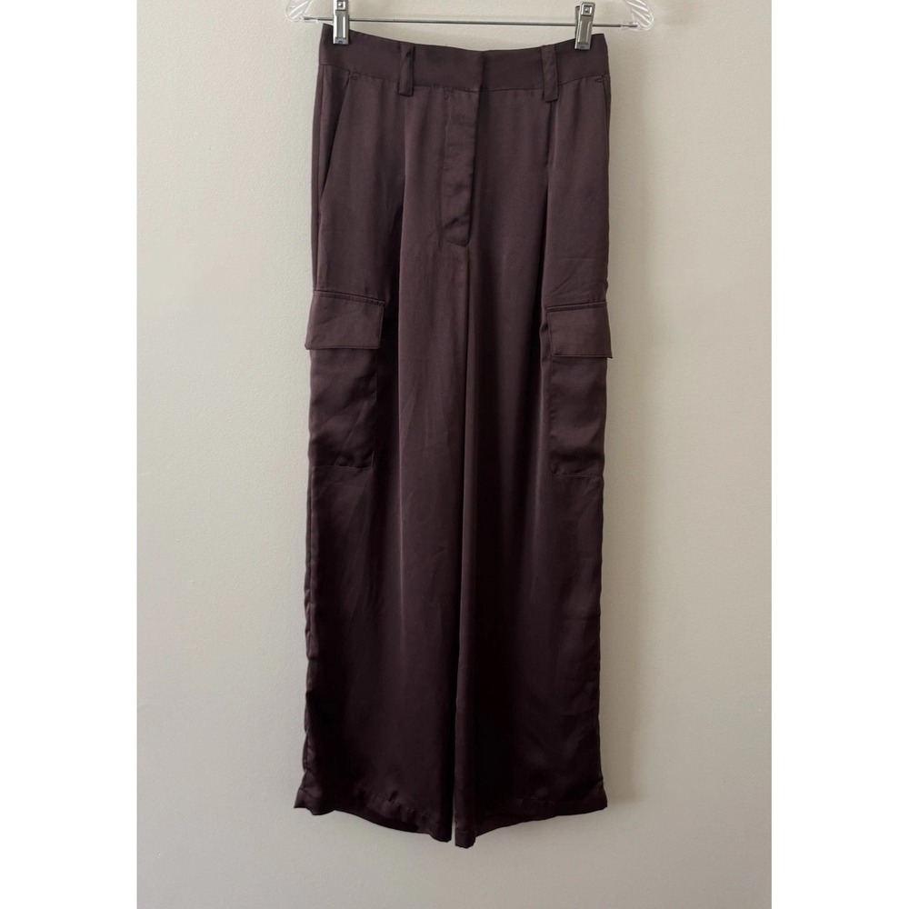 ba&sh Cary Satin Cargo Pant Women's Size 2 Marron Brown - Picture 3 of 10
